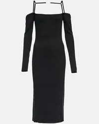 Jacquemus Midikleid La Robe Sierra aus Rippstrick Schwarz