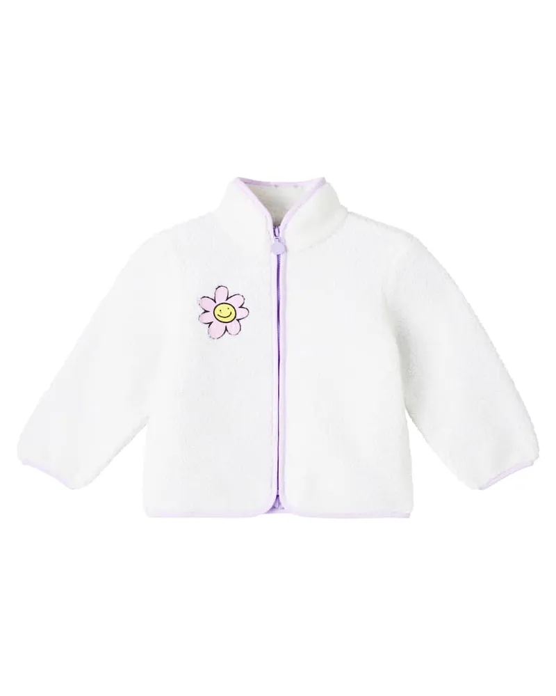 Stella McCartney Kids Bestickte Jacke aus Fleece Weiß