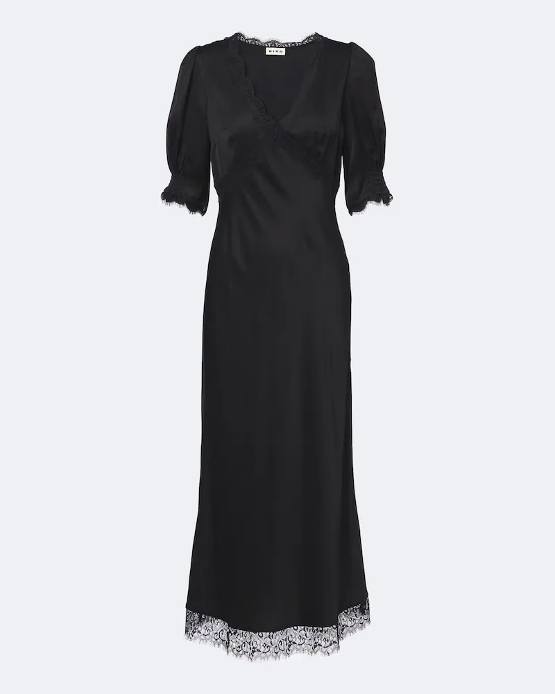 RIXO Midikleid Annina aus Satin mit Spitze Schwarz