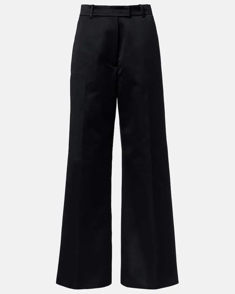 FRANKIE Shop Weite Hose Brickell aus Satin Schwarz