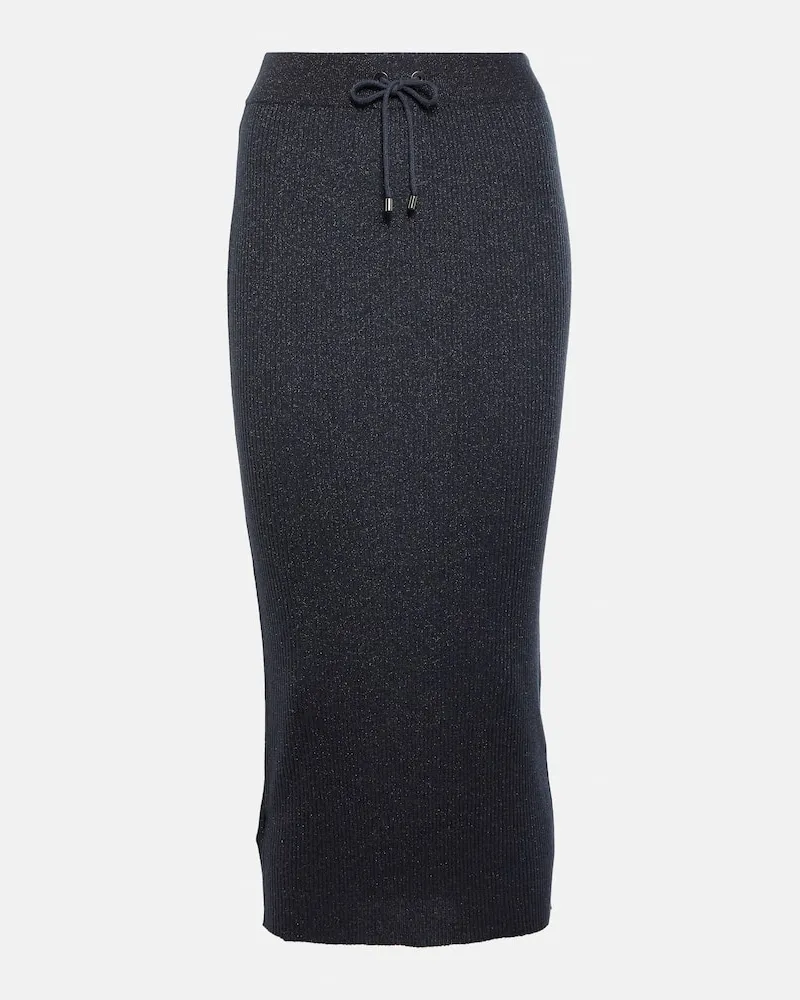 Brunello Cucinelli Midirock aus Kaschmir Blau
