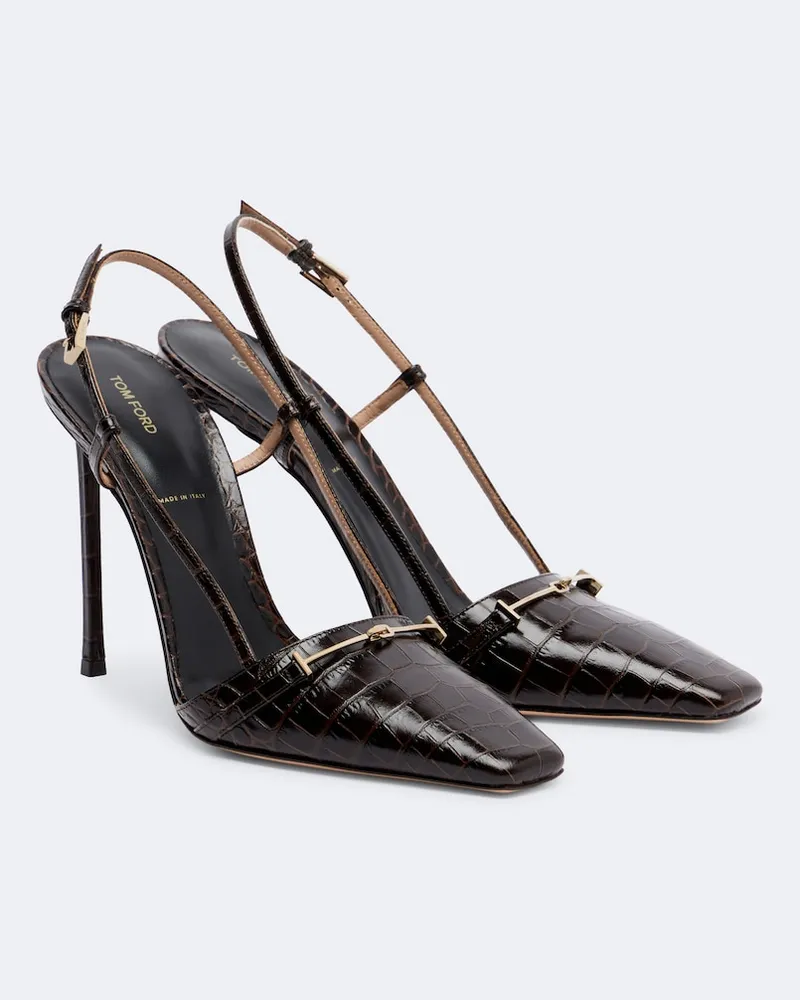 Tom Ford Slingback-Pumps aus Leder Braun