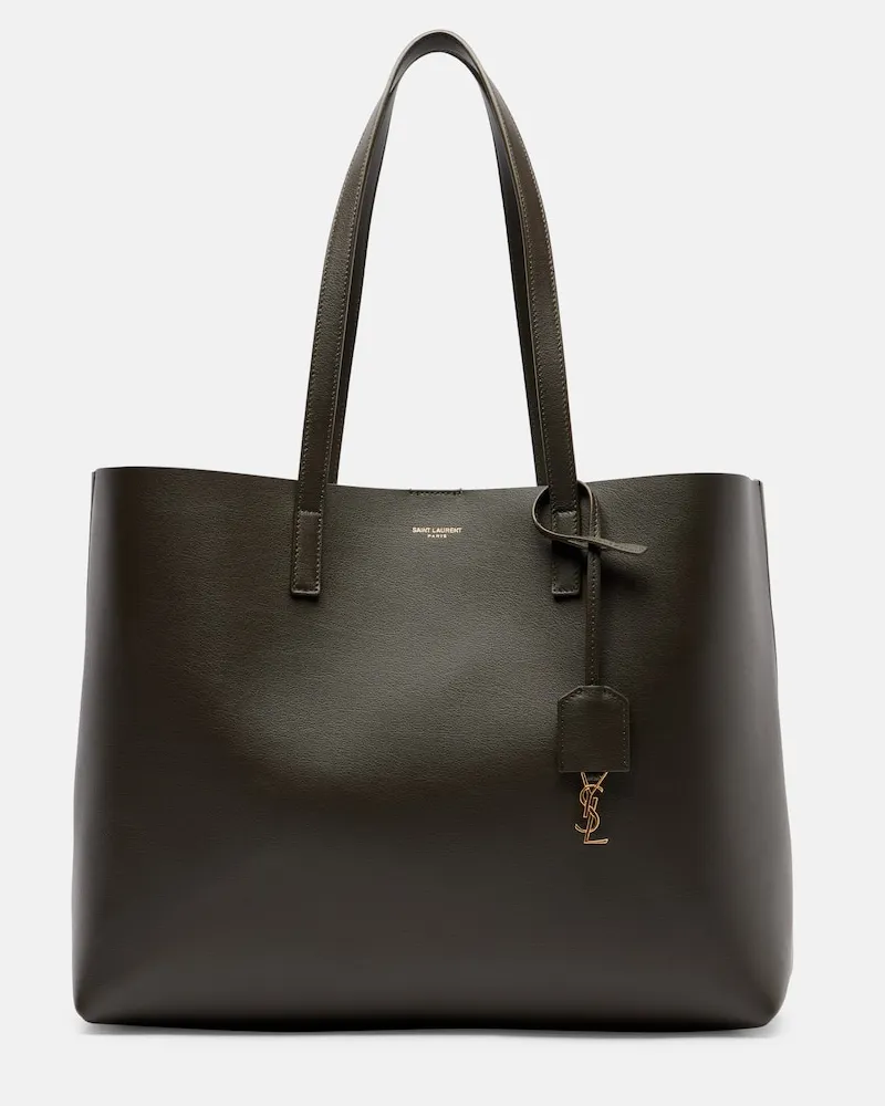 Saint Laurent Tote Bag Shopping Large aus Leder Grün