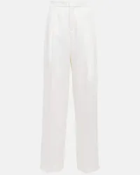 Chloé Chloe Gerade Mid-Rise-Hose aus Leinen Weiss