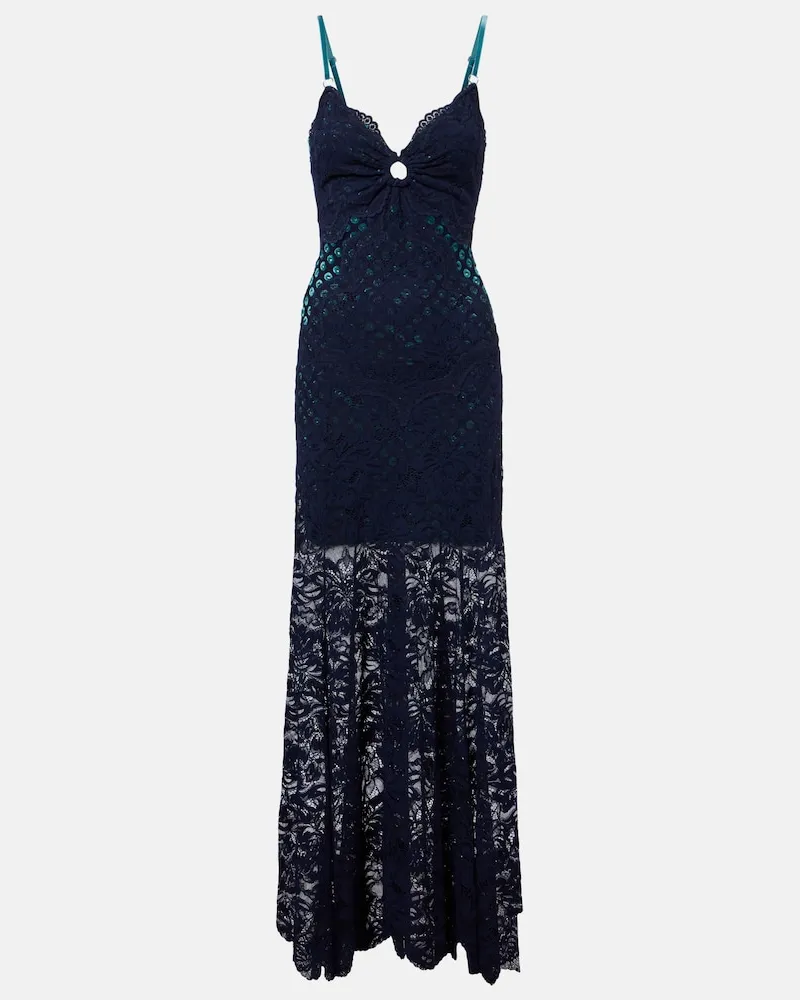 Paco Rabanne Maxikleid aus Spitze Blau