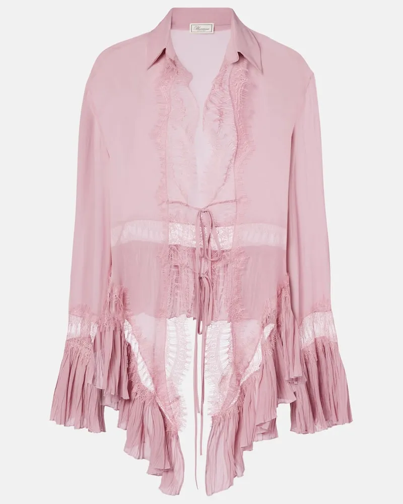 Blumarine Hemd aus Georgette mit Spitze Rosa