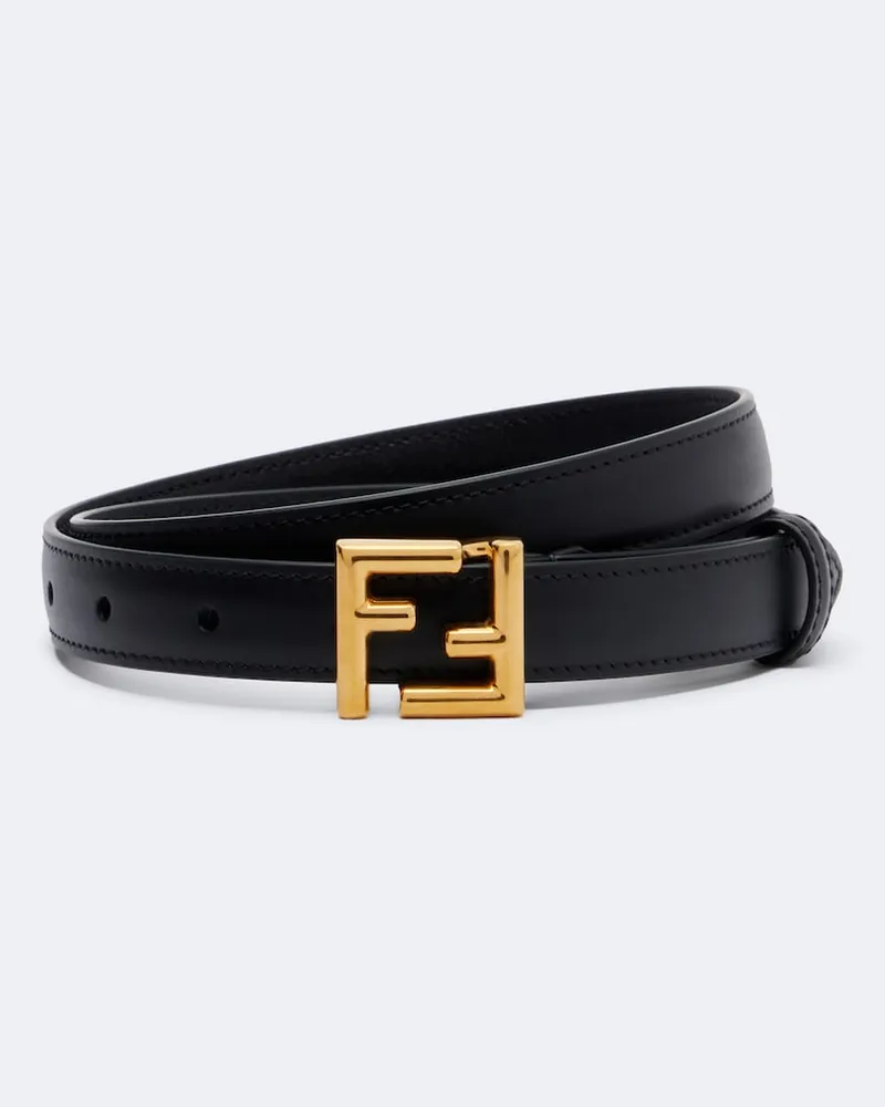 Fendi Gürtel FF aus Leder Schwarz