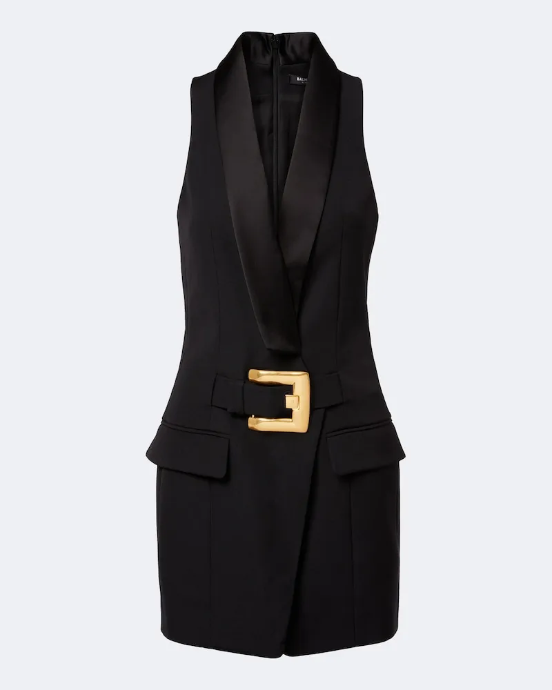 Balmain Minikleid aus Schurwolle Schwarz