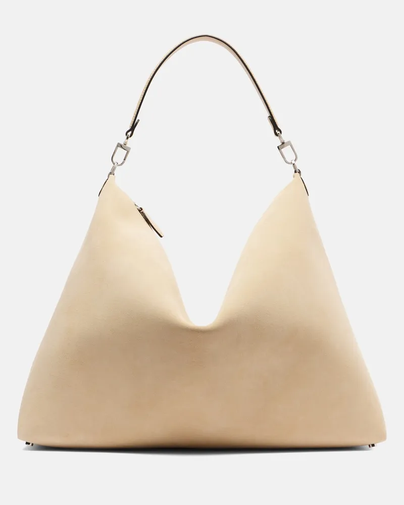 Totême Tote Bag Bevel aus Veloursleder Beige