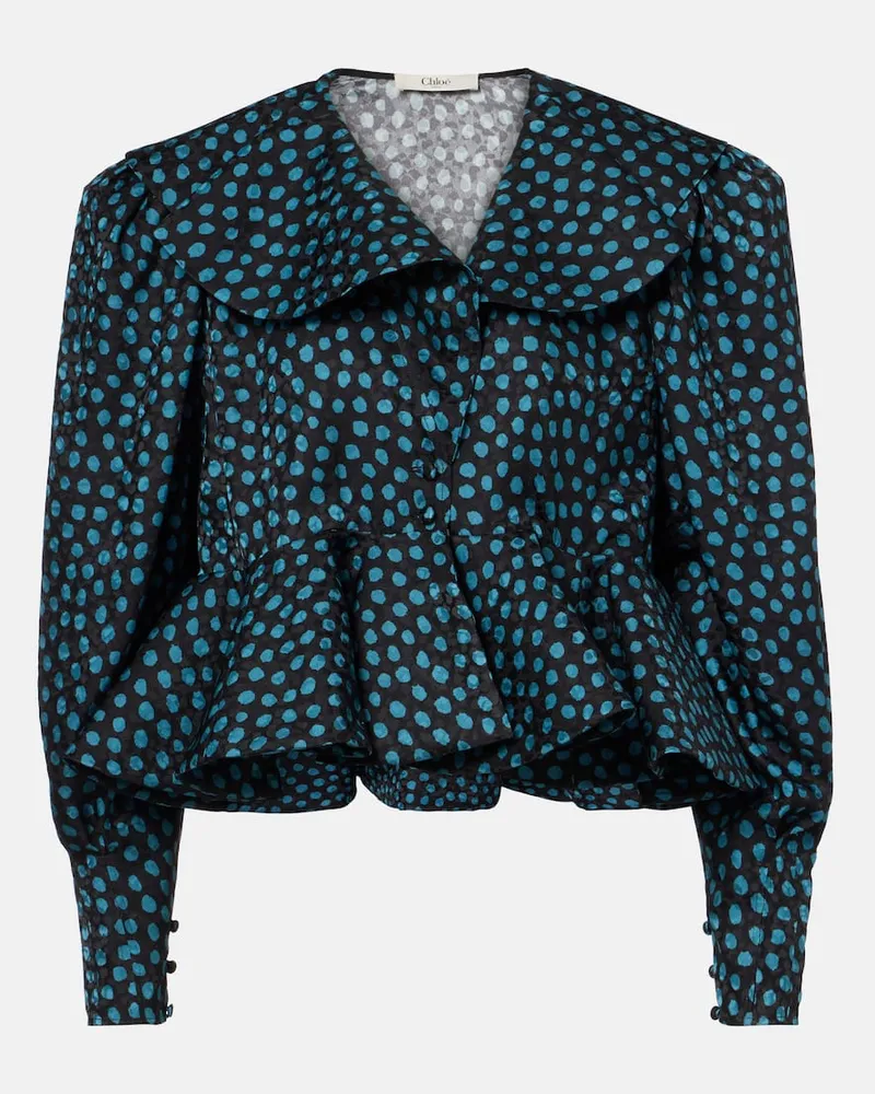 Chloé Chloé Top aus Seiden-Jacquard Schwarz