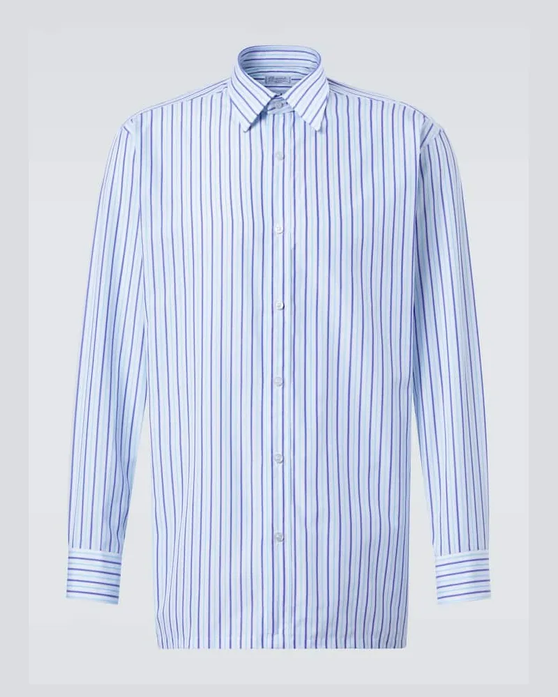 Charvet Hemd aus Baumwollpopeline Blau