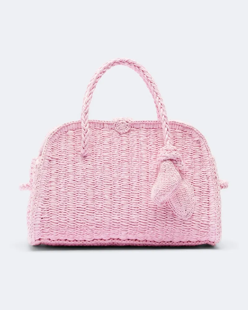 Jacquemus Bowling Bag Turismo Small aus Bast Rosa