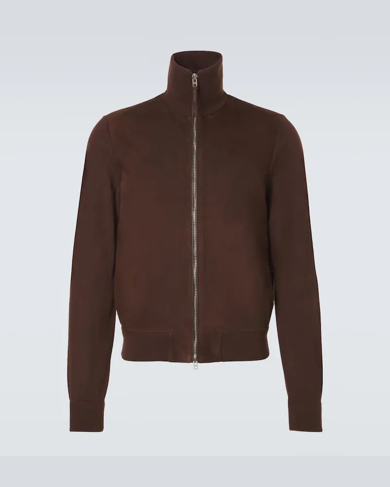 Tom Ford Cardigan mit Veloursleder Braun