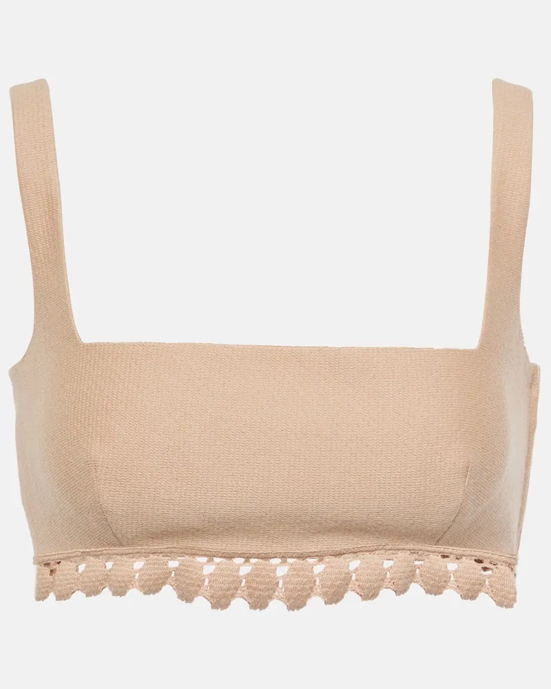 Valentino Garavani Bralette aus einem Baumwollgemisch Beige