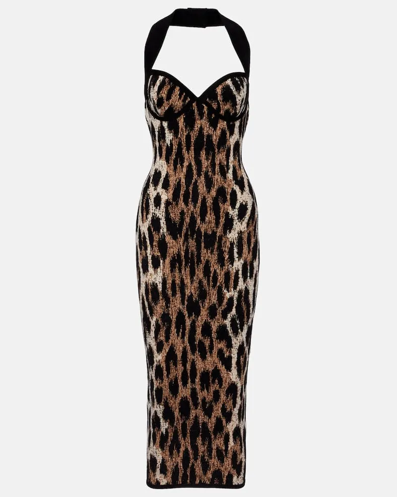 Balmain Bedrucktes Maxikleid Braun