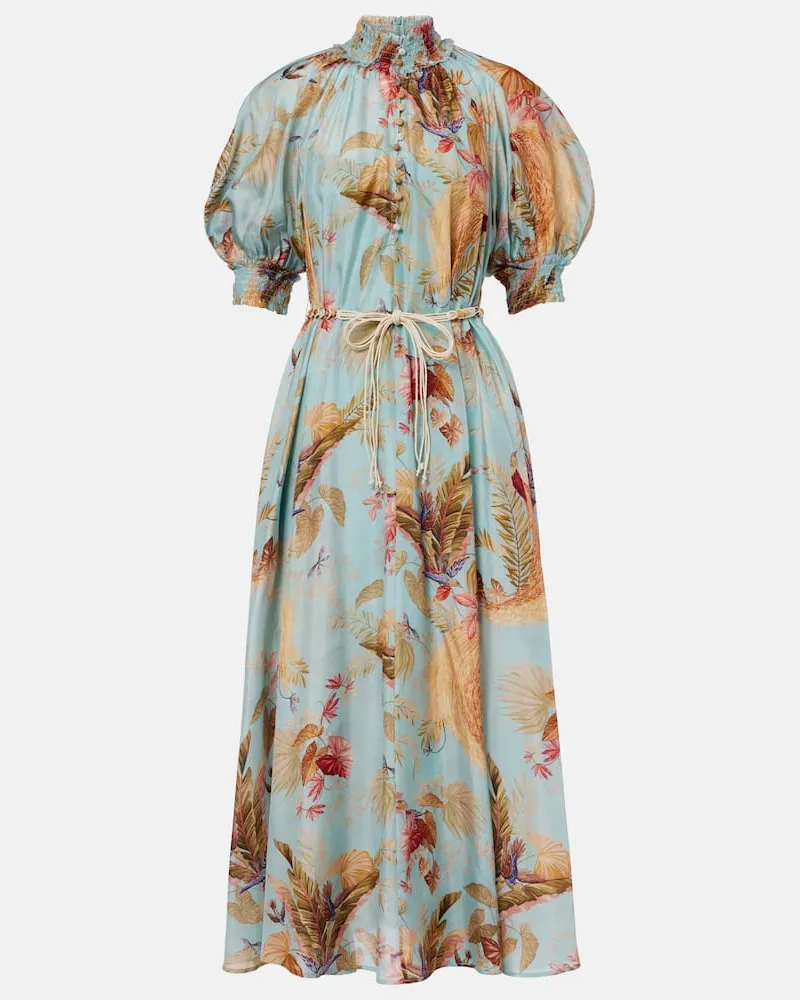 Zimmermann Maxikleid Ascension Billow aus Seide Blau
