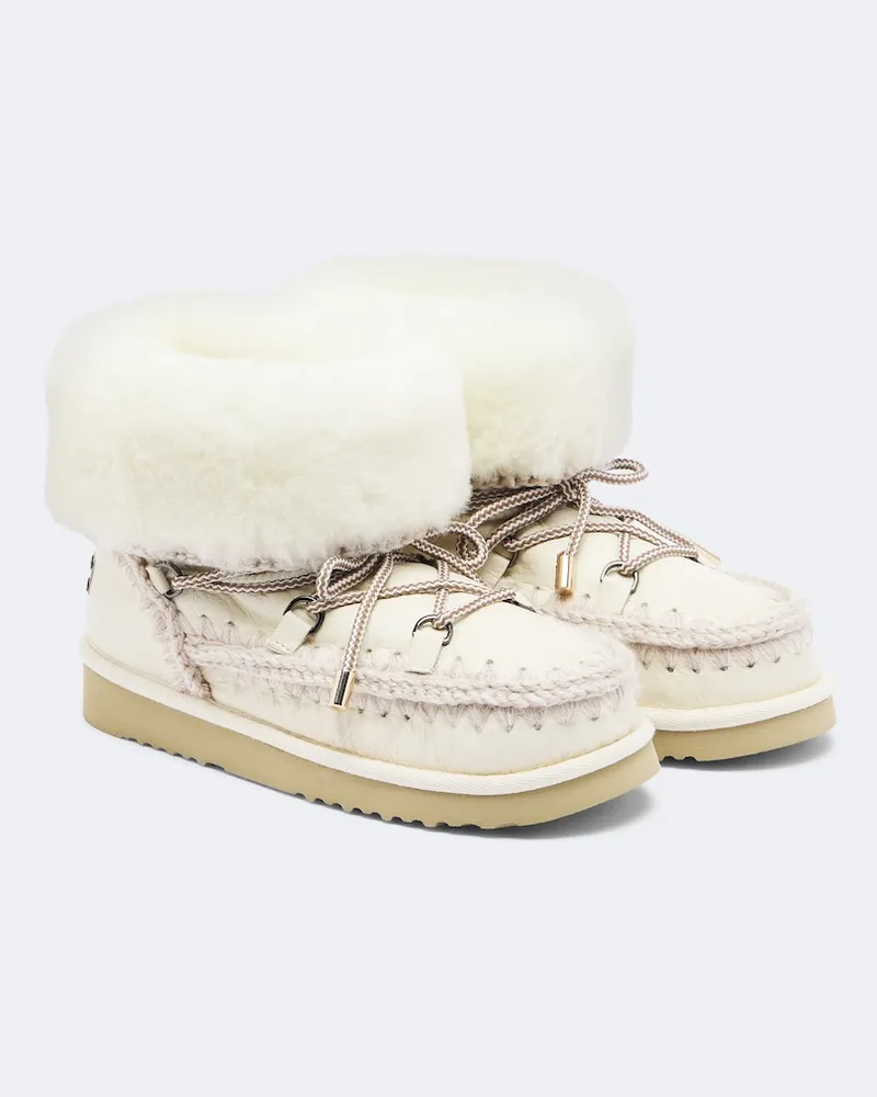 Mou Ankle Boots 24 aus Leder mit Shearling Weiß