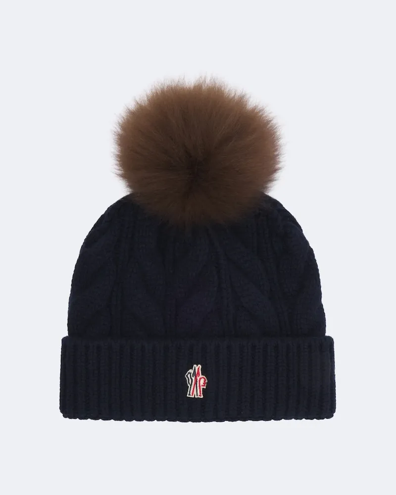 Moncler Mütze aus Wolle und Kaschmir Blau