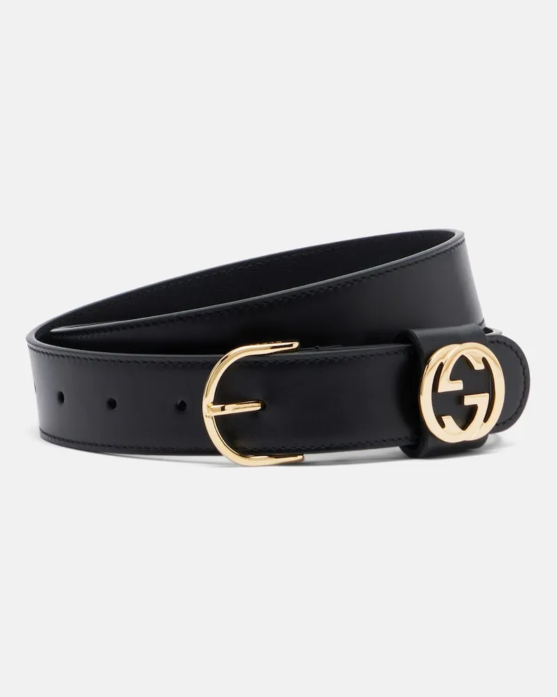 Gucci Gürtel Interlocking G aus Leder Schwarz