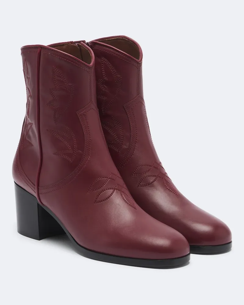 Valentino Garavani Westernstiefel VLogo aus Leder Burgunderrot