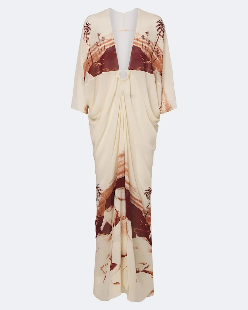 Johanna Ortiz Bedruckter Kaftan aus Georgette Beige