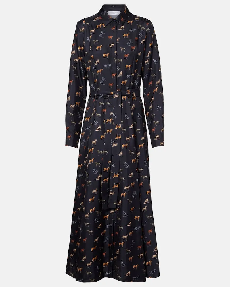 Gabriela Hearst Hemdblusenkleid Galway aus Seide Blau