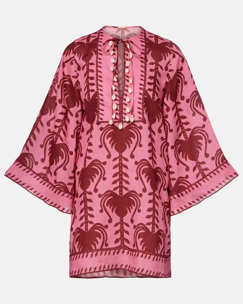 Johanna Ortiz Bedruckte Tunika Wild Savannah aus Leinen Rosa