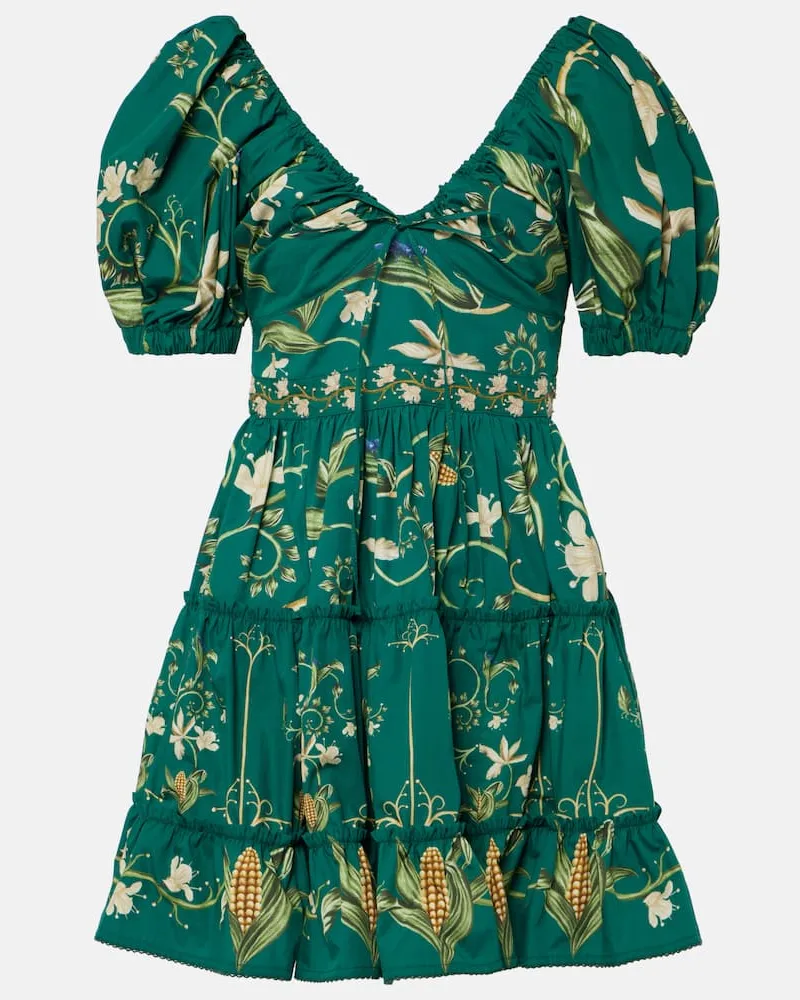 AGUA BENDITA Minikleid Manzanilla Esmeralda aus Baumwolle Grün