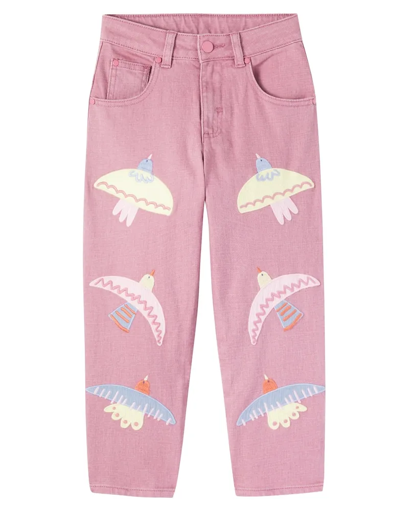 Stella McCartney Kids Bestickte Wide-Leg Jeans Pink