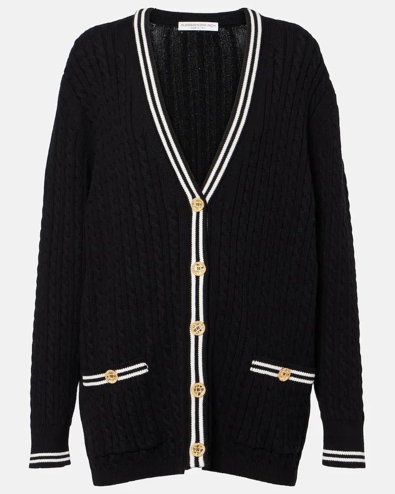 Alessandra Rich Cardigan aus Baumwolle Schwarz