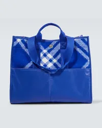 Burberry Tote aus Wolle mit Leder Blau