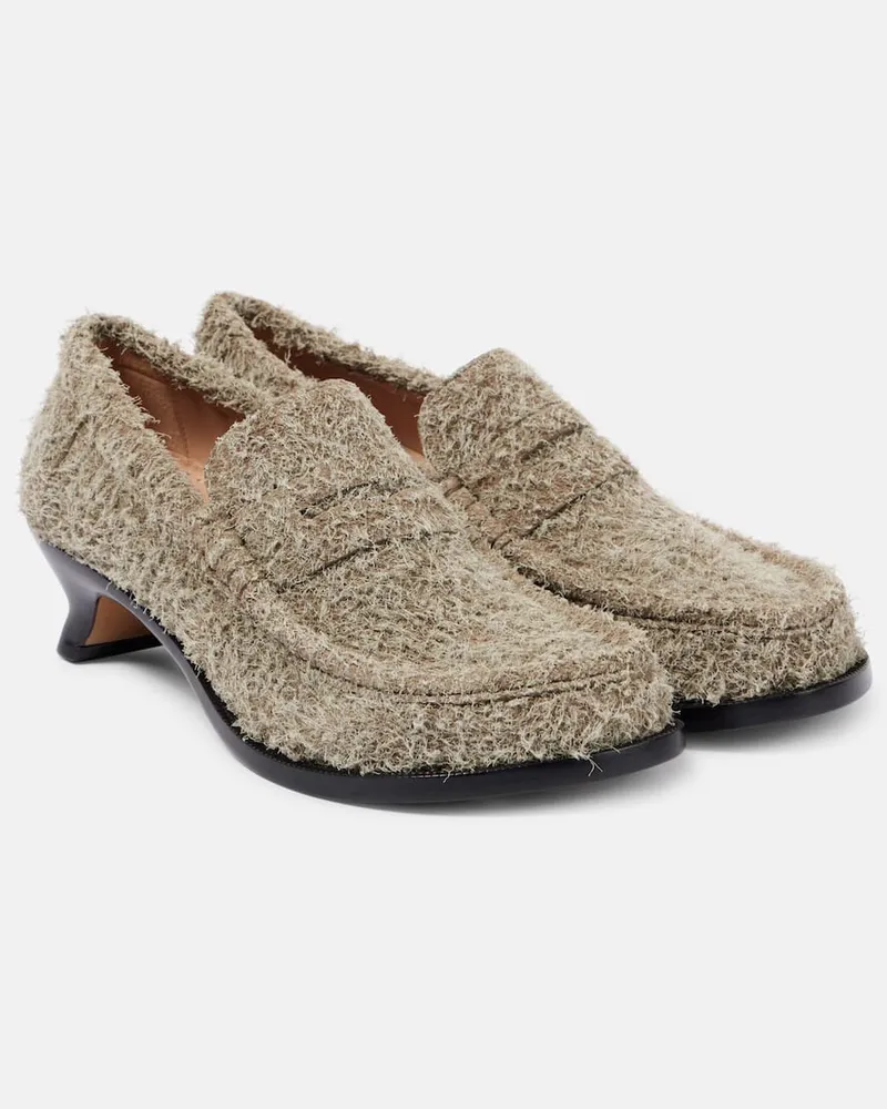 Loewe Loafer-Pumps Terra aus Veloursleder Grã¼n