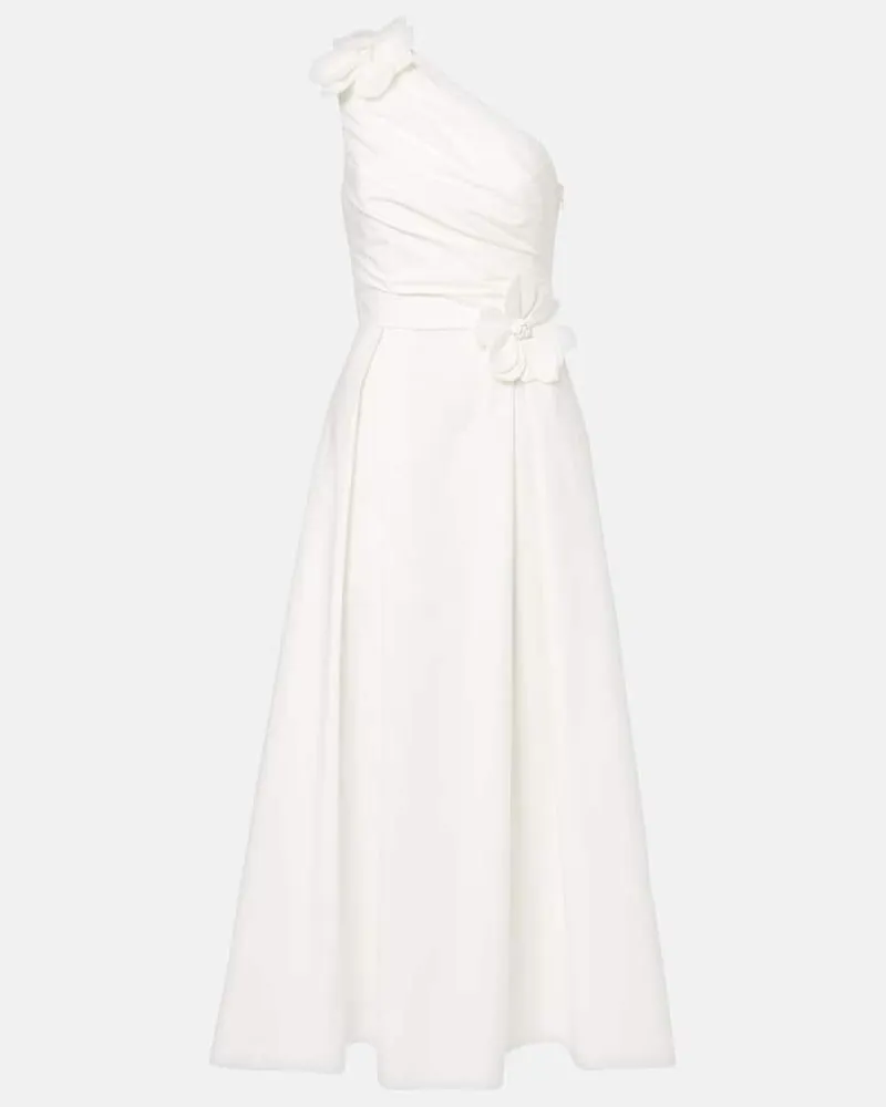 Elie Saab Midikleid aus Baumwollpopeline Weiß