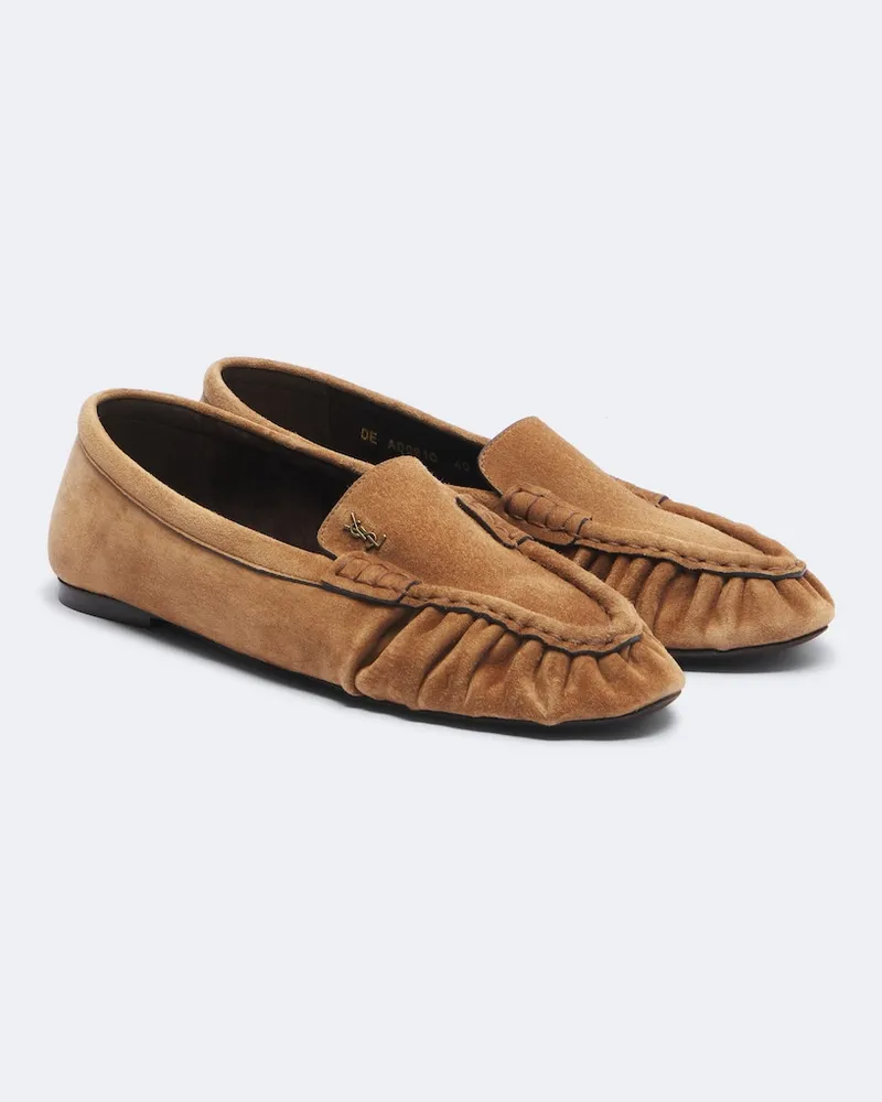 Saint Laurent Loafers Loaferino aus Veloursleder Braun