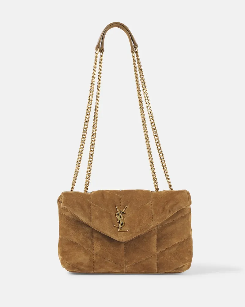 Saint Laurent Schultertasche Loulou Toy aus Veloursleder Braun