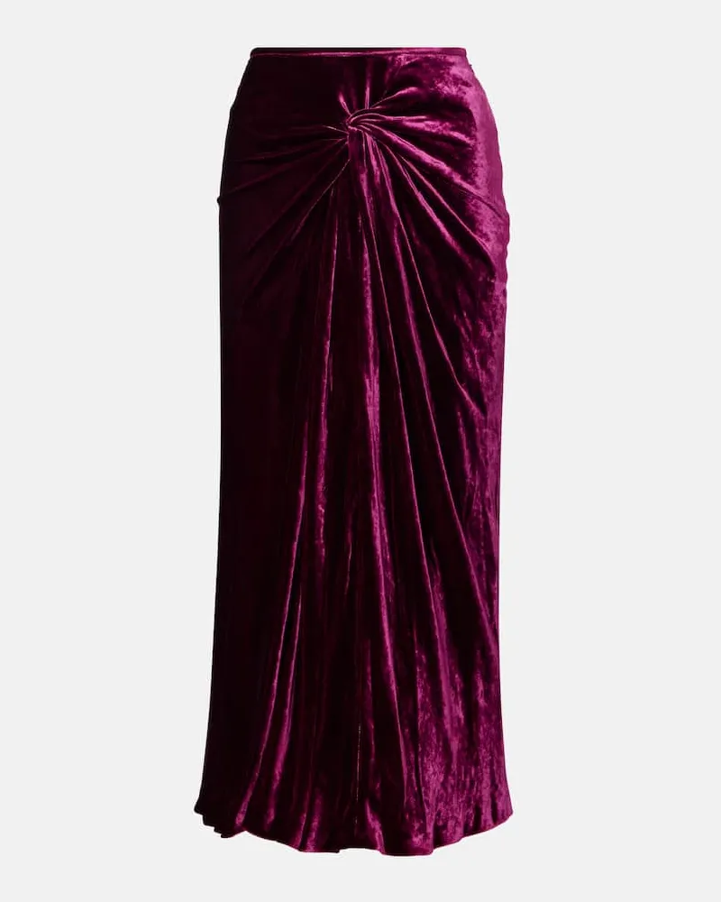 Dries van Noten Midirock aus Samt Violett