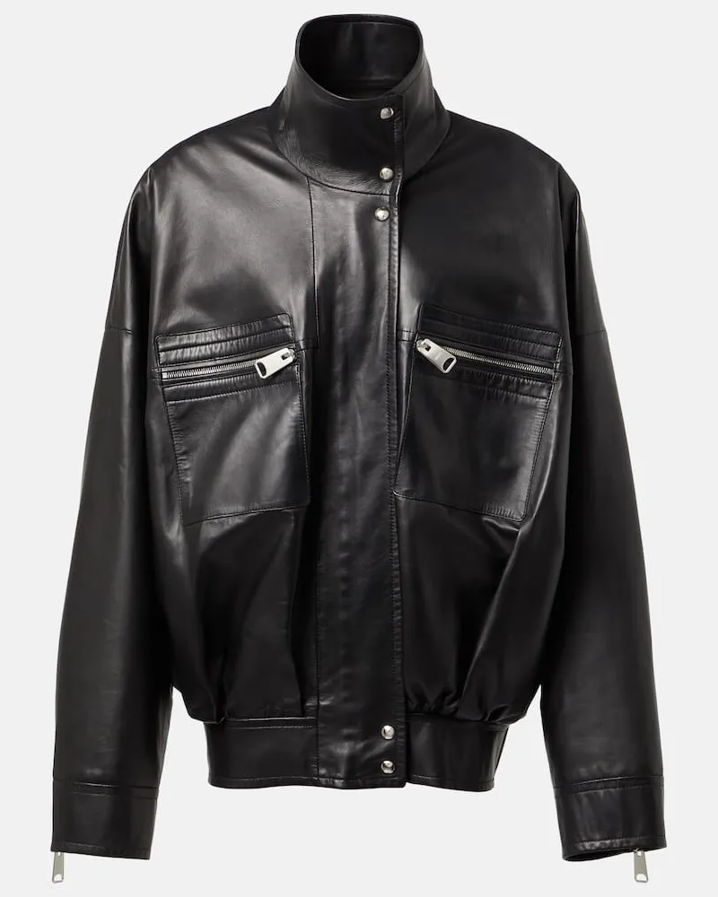 KHAITE Bomberjacke Ayman aus Leder Schwarz