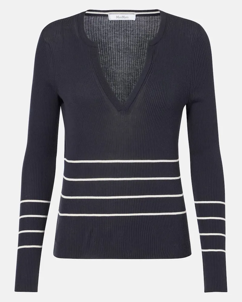 Max Mara Pullover Sibari aus Baumwolle und Seide Blau
