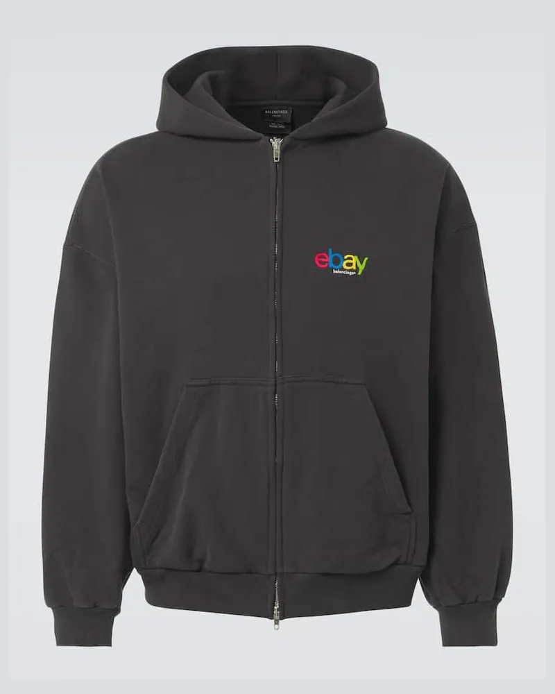 Balenciaga Kapuzenjacke aus Baumwoll-Jersey Schwarz