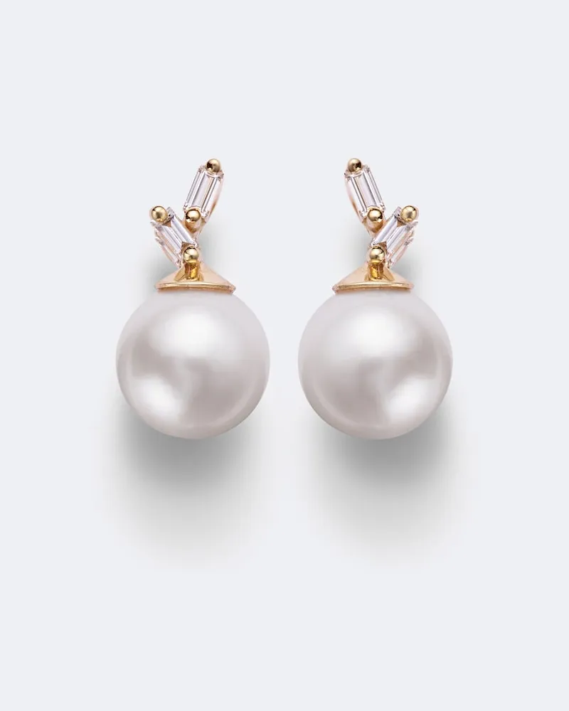 Suzanne Kalan Ohrringe aus 18kt Gelbgold mit Diamanten und Perlen Gold