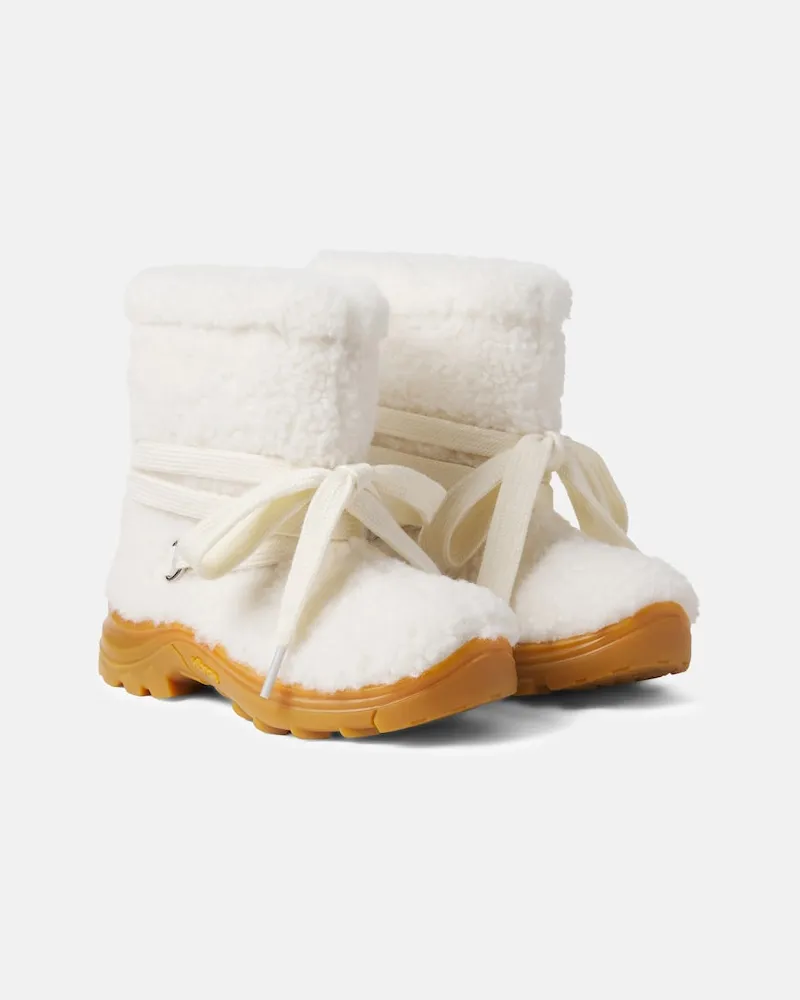 Stella McCartney Kids Ankle Boots aus Teddyfleece Weiß