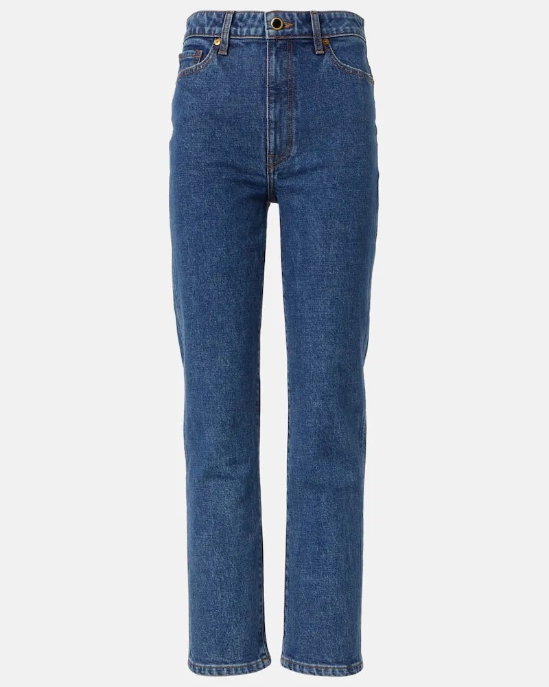 KHAITE High-Rise Straight Jeans Abigail Blau