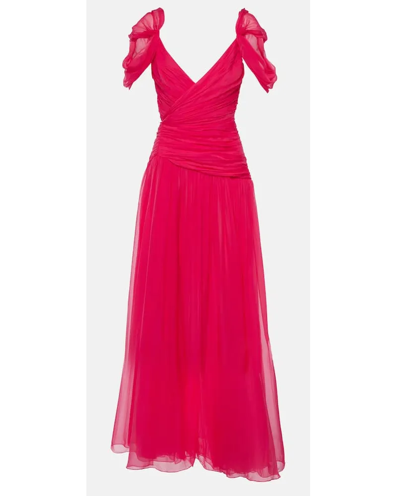 Oscar de la Renta Robe aus Seidenchiffon Pink