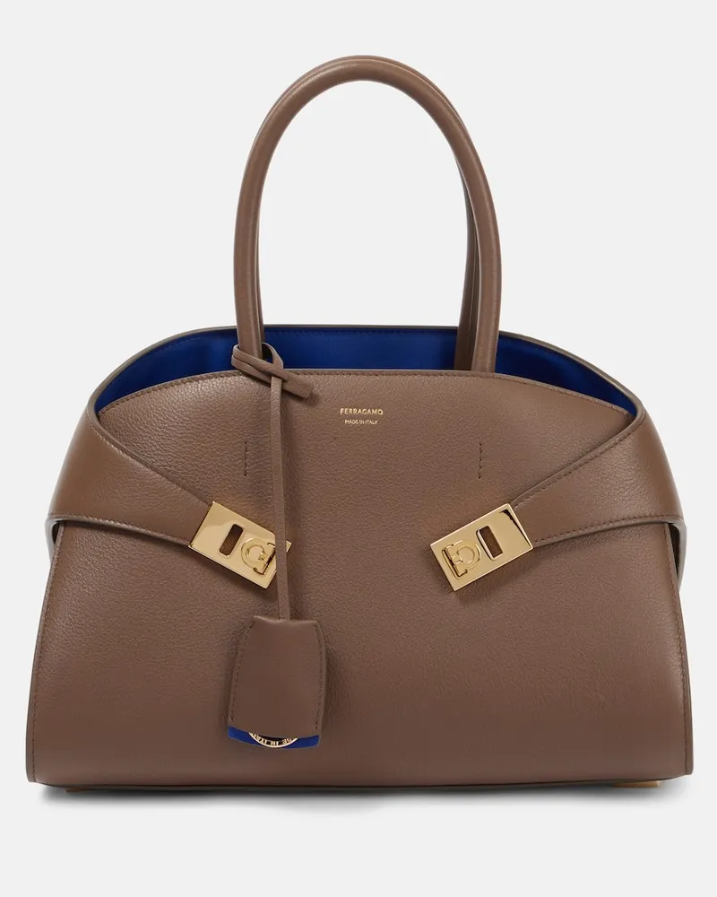 Ferragamo Tote Hug Medium aus Leder Braun