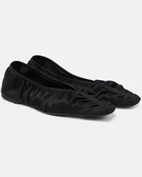 Totême Ballerinas The Gathered Flat aus Satin Schwarz