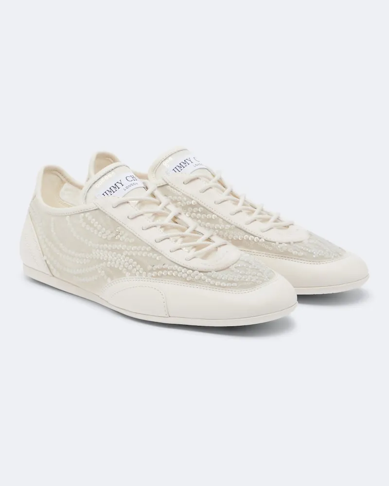 Jimmy Choo Verzierte Sneakers Sunny mit Veloursleder Weiß