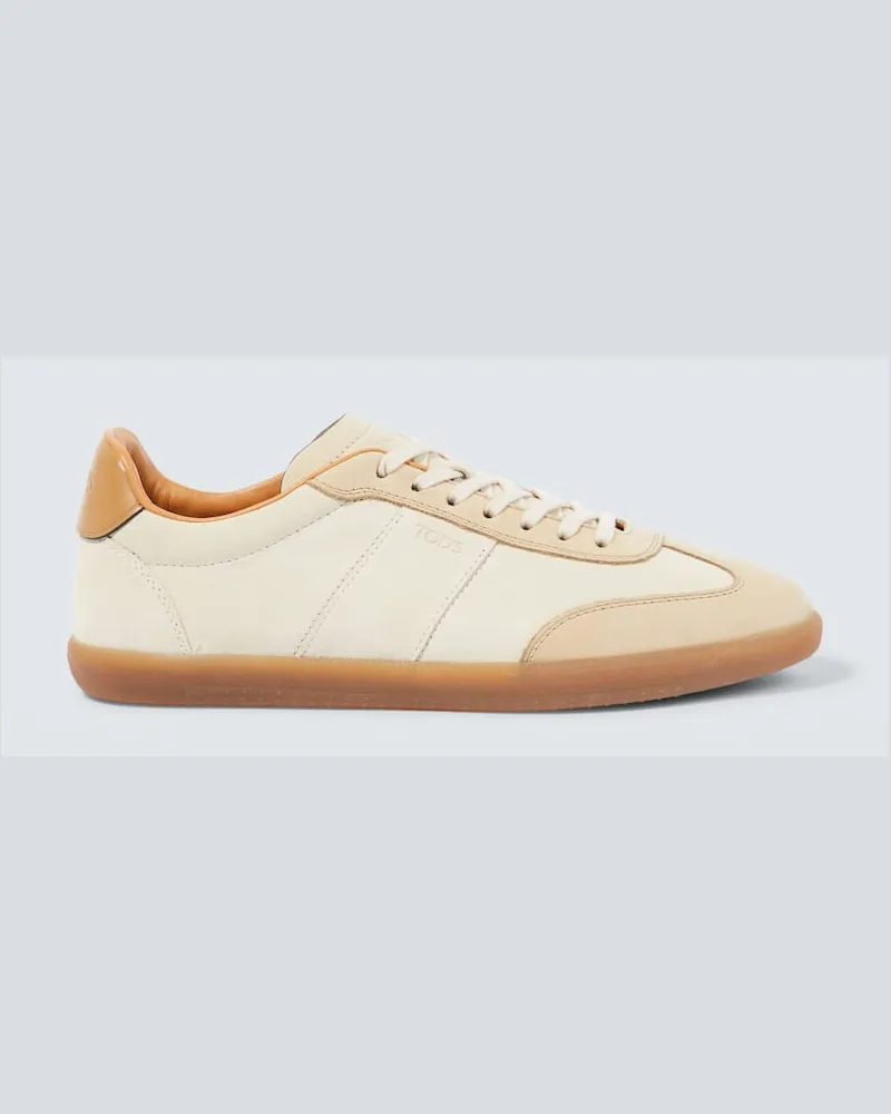 TOD'S Sneakers Tabs aus Veloursleder mit Leder Nude