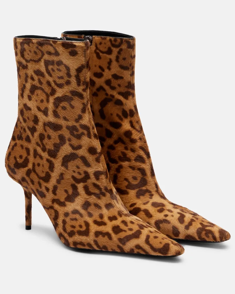 Saint Laurent Ankle Boots Ashley 75 aus Kalbshaar Braun