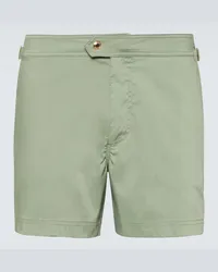 Tom Ford Badeshorts Compact aus Popeline Gruen