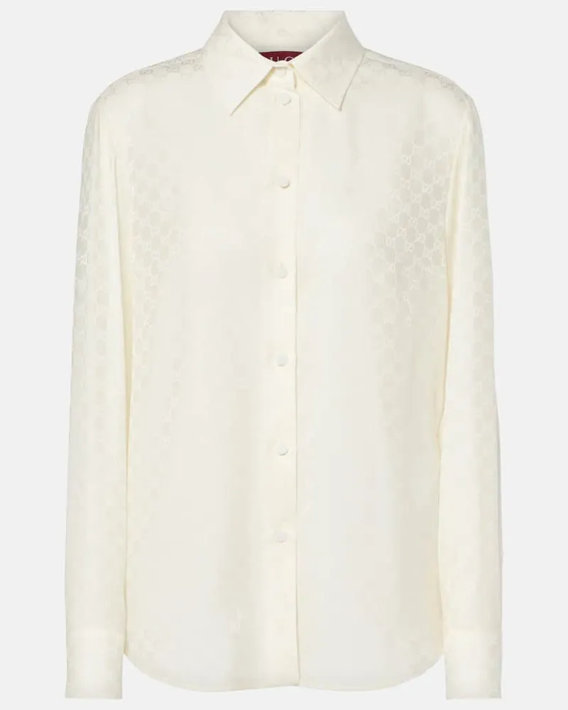 Gucci Bluse GG aus Seide Weiß